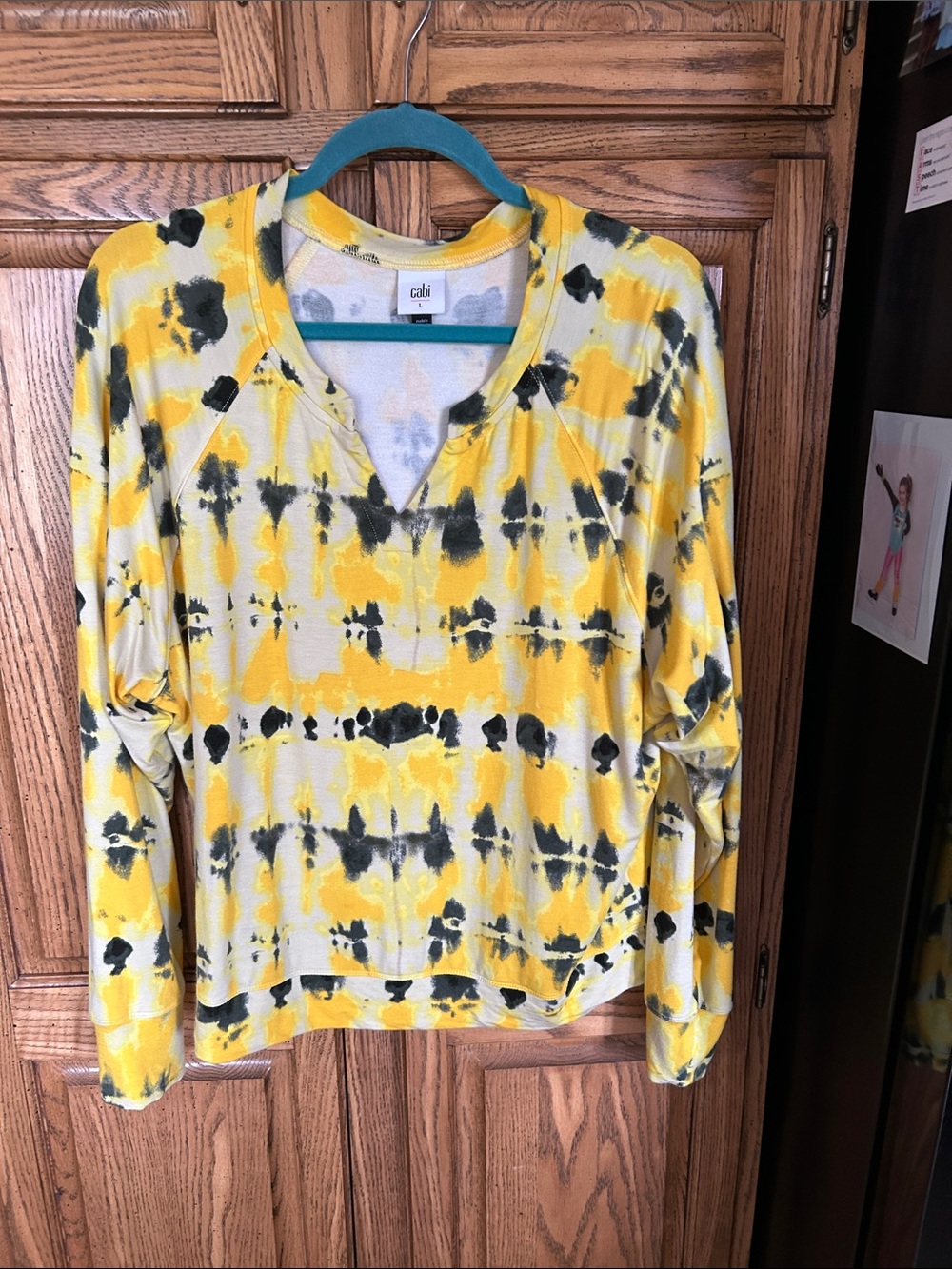CAbi Yellow and Black Tie-Dye Pullover